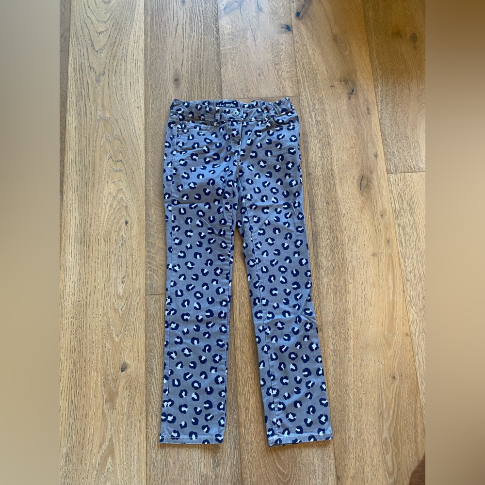 Mini boden girls pants gray animal print. Straight cut. Sz 10 EUC